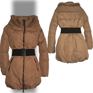 warme DAUNENJACKE Taupe Braun Gr.32 Parka Steppjacke Jacke WINTERJACKE Gürtel - Bild 1 von 3