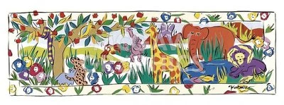 Animals Friends From Magic Jungle, Gayle Kabaker, Wall Decor Art Print 12" x 32" - Image 1 of 2