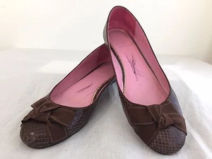 ¿Planos de ballet Lilly Pulitzer marrón rojizo imitación? Piel de serpiente talla 7,5M - Imagen 1 de 10