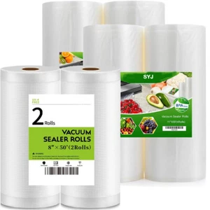 2/4 Rolls 8"x50' 11"x50' Rolls Vacuum Sealer Bags Food Saver Embossed Bags US - Picture 1 of 22