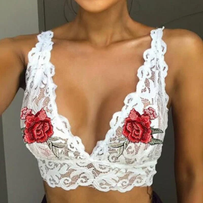 Sexy Sujetador de encaje con flores huecas para mujer Prendas para el torso corto Sujetador push up Lencería Ropa interior. Foto 1 de 4