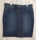 Talbots Denim Blue Jean Skirt Knee Length Stretch 5 Pocket 8p Petite Women EX CO