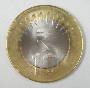 India Bimetallic Coin 10 Rupees 2016 UNC - Picture 1 of 2