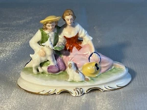 Post War Erphila German US Zone Porcelain Capodimonte Style Courting Couple Fig. - Bild 1 von 7