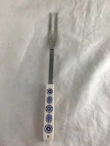 ACE Meat Serving Fork Stainless Steel Blue Flowers Design Vintage 11-3/4" - Picture 1 of 9