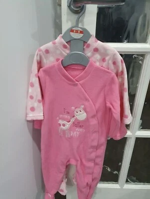Dunnes Stores Sleepsuit X 2 Pack 12 - 18 Months Fleece Warm Cosy feet gripper