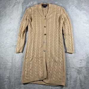Brooks Brothers Cardigan Womens Small Beige Silk Cashmere Cable Knit Duster - Picture 1 of 13