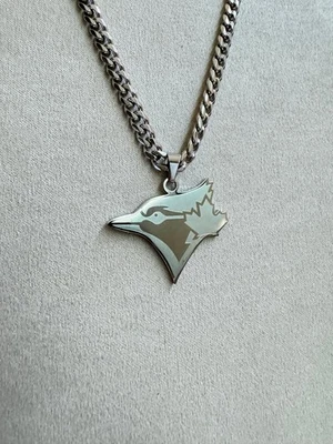 Toronto Blue Jays Necklace - Silver - 5mm Cuban - 22" Chain - Christmas Gifts - Image 1 of 3