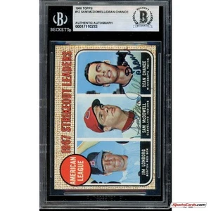 Sam McDowell / Dean Chance Strikeout Leaders Signed Auto 1968 Topps #12 Beckett - Picture 1 of 2