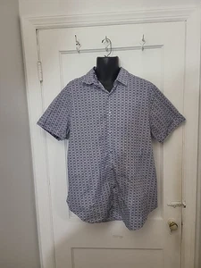 Robert Graham Short Sleeve Button Up Blue Shirt Geometric Cotton Size XL (BA) - Picture 1 of 7