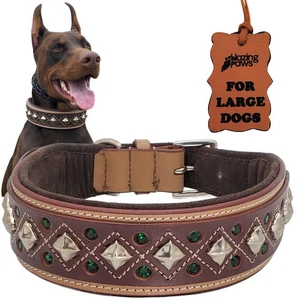 Blazing Paws Darlington 2 inch Wide Luxury Leather Dog Collar for Large Dogs,... - Picture 1 of 8