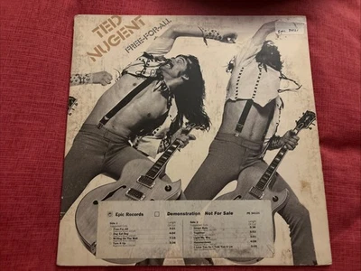 TED NUGENT FREE FOR ALL PROMO LP WHITE LABEL TIMING STRIP STAMP EPIC PE 34121 - Image 1 of 4
