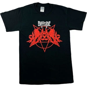 Bayside T Shirt Small Black and T Shirt Graphic Guitars USA America Gildan - Picture 1 of 15