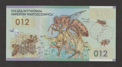 TEST NOTE 2012 PWPW HONEY BEE 012 -  polymer substrate - without numbers UNC - Image 1 of 2