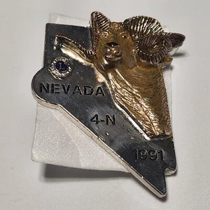 VTG Nevada Brooch Lion's Booster Club Pin District 46 4-N 3-D Ram Lapel 1991  - Bild 1 von 2