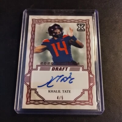 #4/5 Khalil Tate Red Foil Rookie Auto 2020 Leaf Ultimate Draft Autograph Az - Image 1 of 2