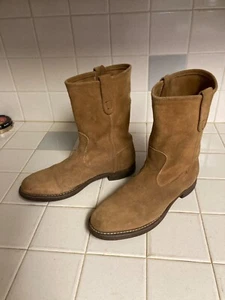 Ranch Roper Boot Tan Suede Cowboy Western Boots 8.5-9 d - Picture 1 of 10