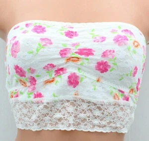 Gilly Hicks Bralette Bandeau Bra Women's Strapless Floral Lace Bralette Top - Picture 1 of 3