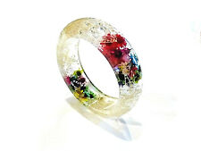 Bijou bracelet jonc lucite  fleurs séchées multicolore bangle idéal pour cadeau 