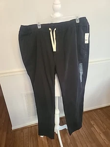 Dip Black Elastic Band Waist Khaki Stretch Pants W/drawstring Pockets... - Picture 1 of 5