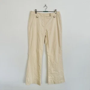 Vintage Y2K 2000s Country Road Womens Mid Rise Pants Beige Wide Leg Size 12 L - Picture 1 of 12