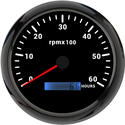 110MM Black Tachometer Gauge 0-6000RPM Tacho Meter for Marine Boat Car Truck ATV - Image 1 of 4