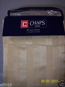 Chaps Dumont Stripe Gold Damask Lined Tailored Valance 54 x 17" Washable NEW - Picture 1 of 1