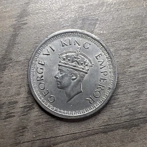 1944 India ONE Rupee .50 SILVER Brilliant Condition DOT - Picture 1 of 5
