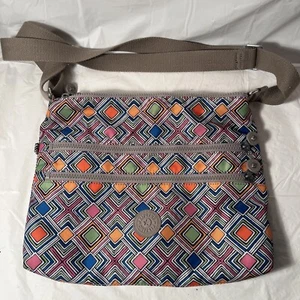 KIPLING "Alvar" Multi Color Geometric Design Nylon Crossbody Bag #HB6141-900 - Picture 1 of 8