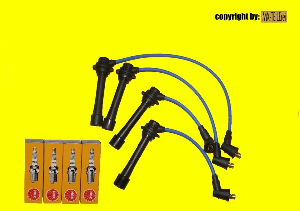 Cavo accensione Mazda MX-5 set cavi accensione silicone blu 8 mm NA NB incl. candele - Immagine 1 di 1