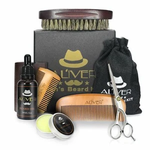 6pcs Men's Gent’s Beard Grooming Kit Gift Set Shampoo Oil Balm Wooden Brush Comb - Picture 1 of 9