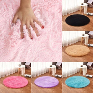 Round Fluffy Rug Anti-Skid Shaggy Room Home Bedroom Carpet Floor Mat 7-Size - Picture 1 of 22