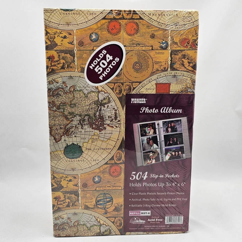 Álbum de fotos Pioneer de 3 anillos de metal cromado para fotos 504 4x6 mapas de colección de EE. UU. Foto 1 de 4