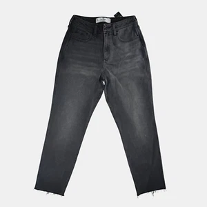 Hollister Women's Curvy High Rise Mom Vintage Jeans Black 5R Size 27 Frayed Hem - Picture 1 of 5