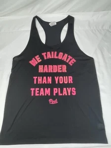 PINK Victoria's Secret Tank Top Womens Small Black "Tailgate" Racerback EUC - Picture 1 of 4