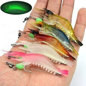 6pc Shrimp Fishing Lures Soft Bait Luminous Shrimp Fishing Lure Artificial Baits - Picture 1 of 12