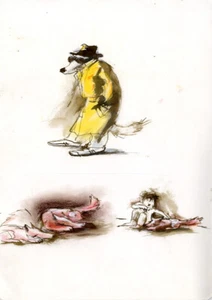 AGNÈS COUDERC LE LOUP A 1000 FRANCS DESSIN ORIGINAL COULEURS LA FARANDOLE 1992 - Picture 1 of 1