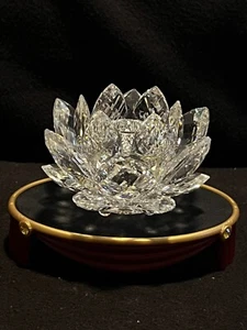 Swarovski Silver Crystal 4” Water Lily Lotus Flower Candleholder with Cert/Box - Picture 1 of 11