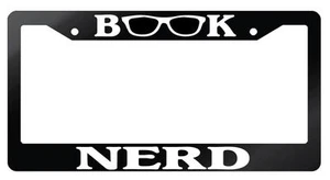 Glossy Black License Frame Book Nerd Auto Accessory - Picture 1 of 1