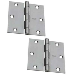 12PC Stanley S821-181 Door Hinges 3-1/2" Square Corner Satin Chrome w/ Screws - Picture 1 of 2