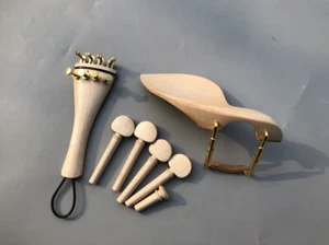 1Set 4/4 Violin Kit Canada Maple Wood Violin Peg Chin Rest Tailpiece End Pin - Picture 1 of 4