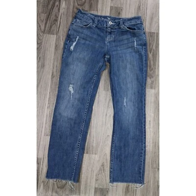 Pantalones de mezclilla Simply Vera Vera Wang para mujer talla 2 rectos desgastados con bigotes Foto 1 de 4