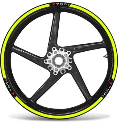 LABELBIKE KIT STRISCE ADESIVE compatibili per CERCHI 17 MOTO KAWASAKI Z750 - GIALLO FLUO