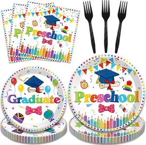 96Pcs Preschool Graduation Party Plates and Napkins Set, Pre-K Grad Party Suppli - Picture 1 of 12