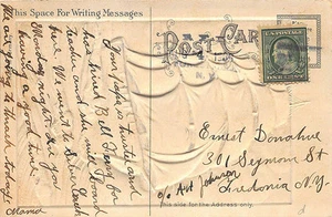 Postal Forestville NY R. F. D. Cancel 1908 en relieve vista de envío - Imagen 1 de 2