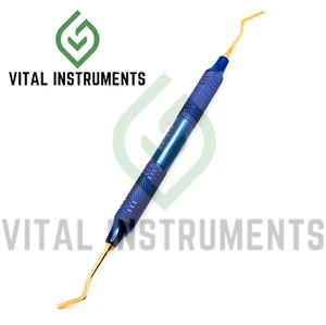 Instrumento de relleno compuesto dental #214 mango hueco puntas azul y dorado titanio - Imagen 1 de 1