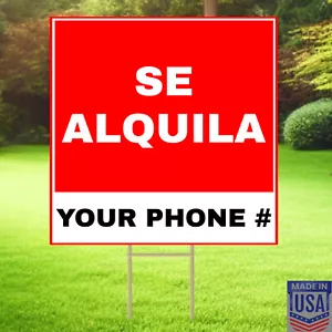 SE ALQUILA - 10 Pk Customizable Text - Yard Signs w/Free Stake - 12"x12" - USA - Picture 1 of 11