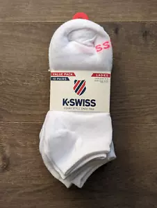 K-SWISS LADIES NO SHOW ANKLE SOCKS SIZE 4-10 WHITE 10 PAIR VALUE PACK - Picture 1 of 3