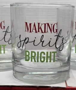 4 Old Fashioned Whiskey Rocks Holiday Christmas Glasses 11 Oz Spirits Bright NWT - Picture 1 of 8