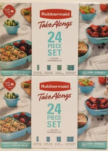 Rubbermaid Take Alongs Teal 24 Piece Set Lids And Containers 2 complete sets NEW - Picture 1 of 4